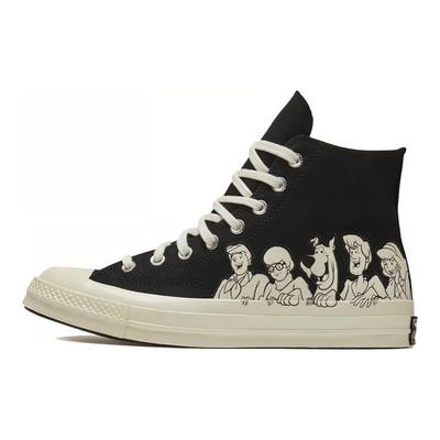 Pantofi Pânză High-Top cu Șireturi și Vârf Rotund anii 1970 Unisex Negru și Alb