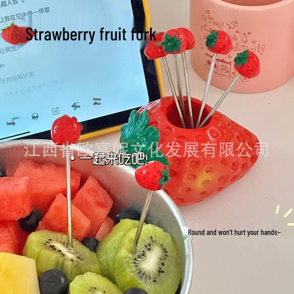 Creative Heart-Shaped Fruit Skewer Set - Stainless Steel Forks for Restaurants & Gifts