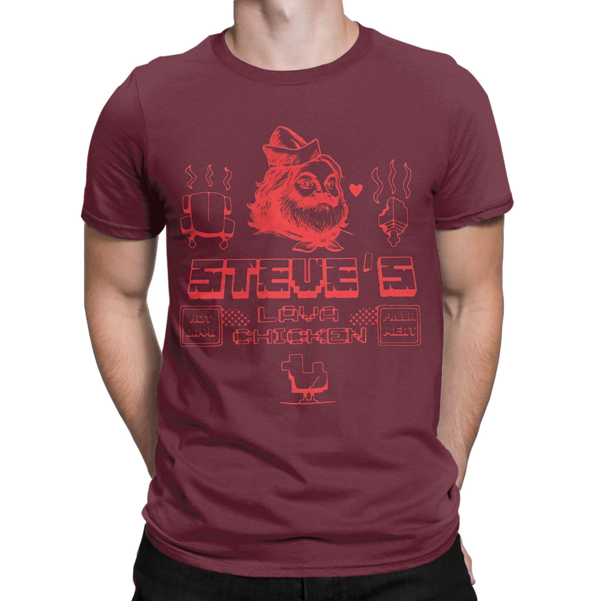 

Steves Lava Funny Movie Merch Men Women T Shirt 100% Cotton Tee Graphic Printing Chicken Jockey T-shirt Clothing XXXXXL бордовий