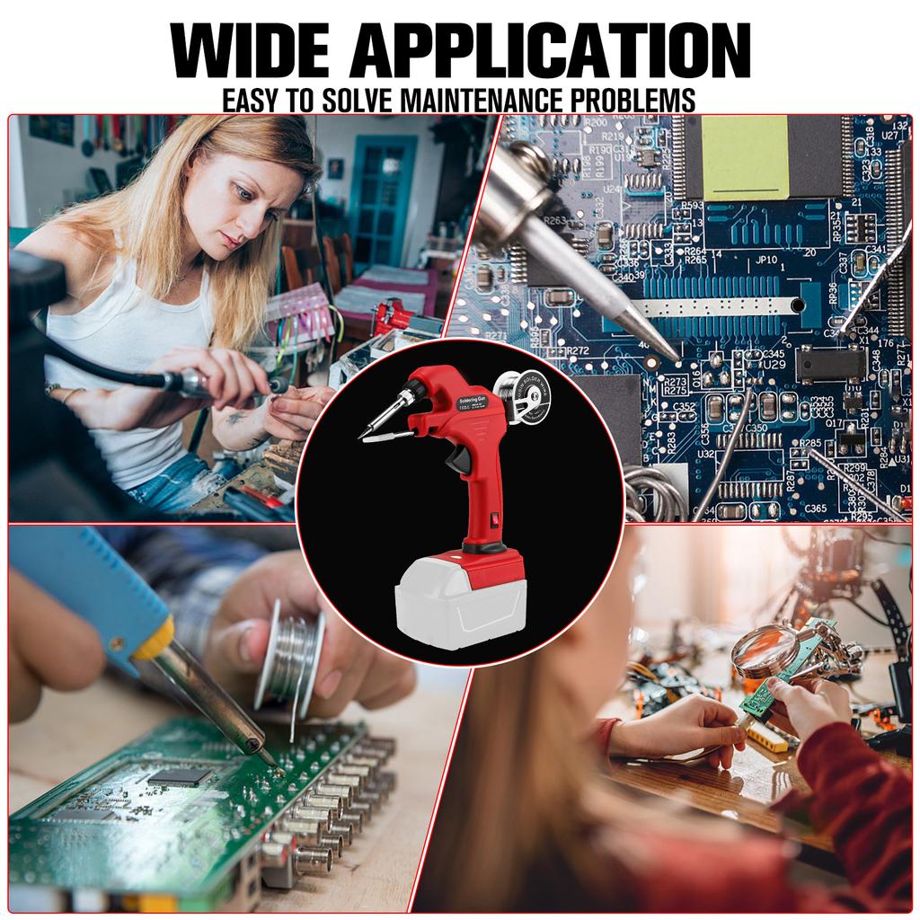 Ferro de Solda Sem Fio 30W para Bateria Milwaukee 18V Alimentação Automática Kit Pistola de Solda com 5 Pontas de Solda(Sem bateria)