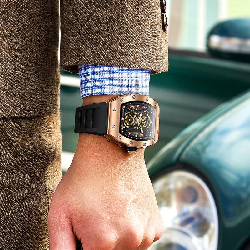 Fashionable Sports Fully Automatic Mechanical Watch Men's Silicone Band Waterproof Watch