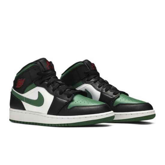 Air Jordan 1 Mid GS Black Pine Green 554725-067