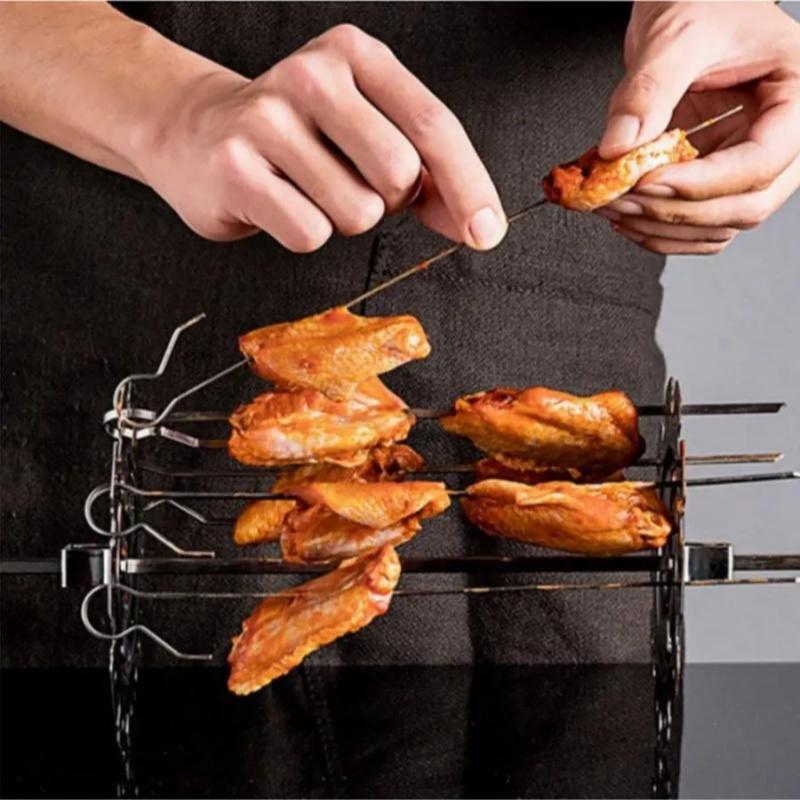 304 Stainless Steel Rotating Grill Basket BBQ Oven Skewer Cage Air Fryer Accessories Roasting Tools Barbecue Drum Roller