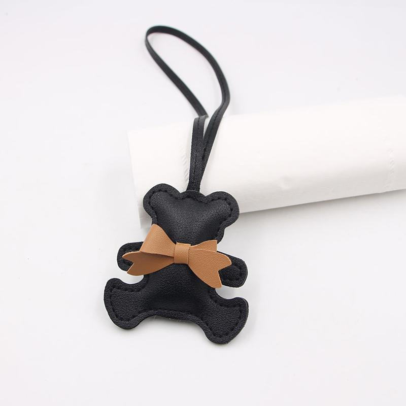 

Cute Bear Keychains Bag Charm Adorable Bow Tie Details Perfect Gift Pu Leather Bag Pendant Accessory as the picture