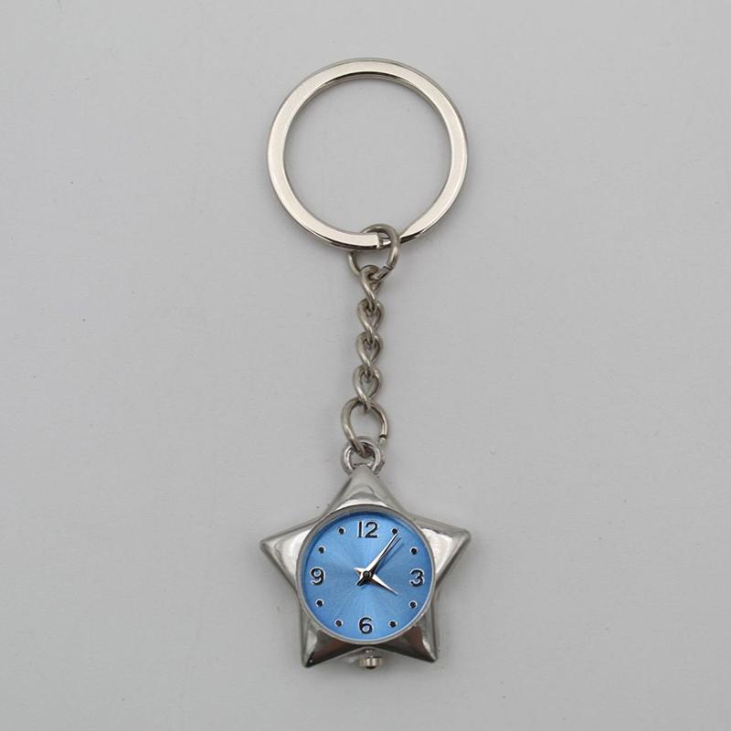 Star Pocket Watch Clock Keychain Zinc Alloy Trinkets Bag Charms Original Design Creative Pendant