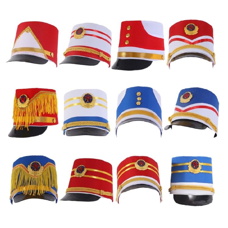 European Style Marches Band Hat Performances Party Show Drum Majors Hat for Kid