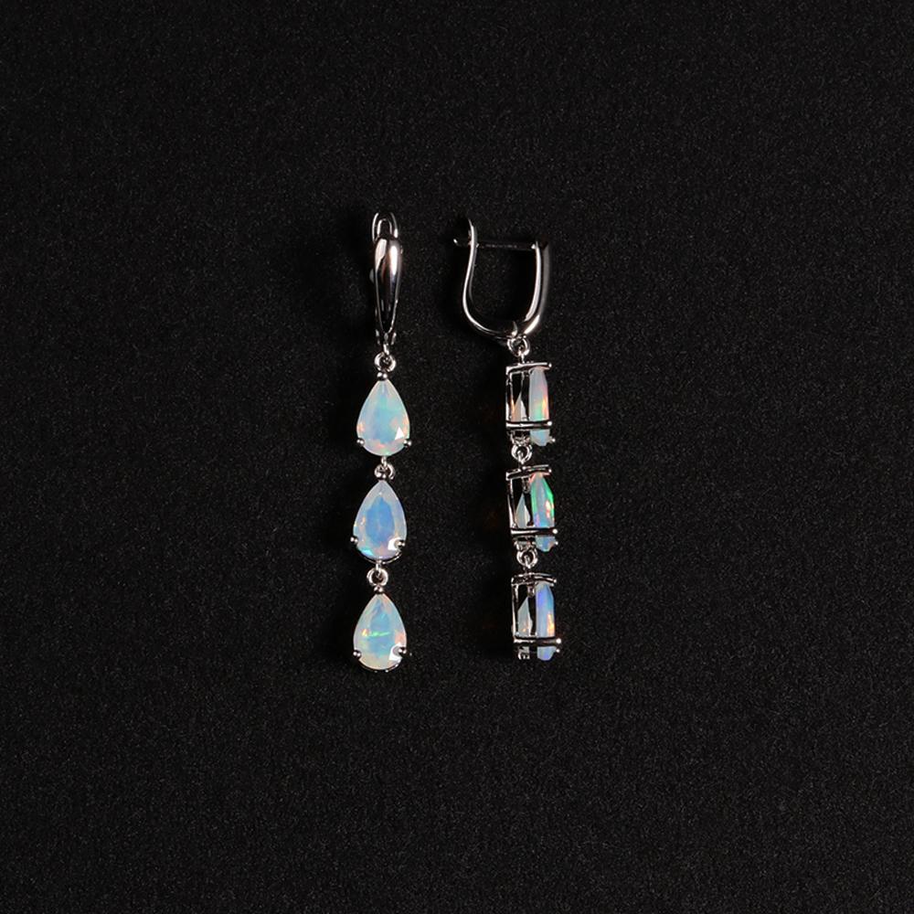 Boucles d'oreilles longues en opale d'éthiopie, en argent Sterling 925, bijoux de luxe fins pour femmes, joli cadeau