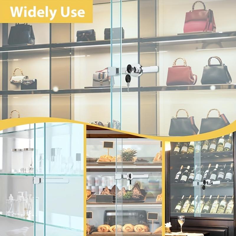 1-5 bucăți încuietoare uși glisante din sticlă cu cheie, vitrină cu finisaj cromat, carcasă glisantă de siguranță, încuietoare uși din sticlă pentru dulap de siguranță