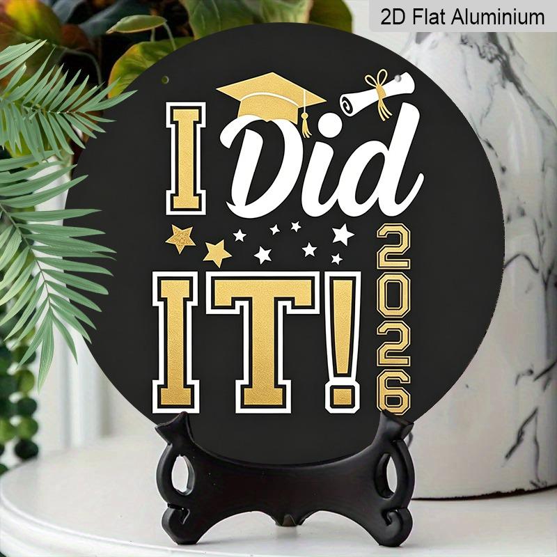 2D Flat Aluminum Graduation-themed Wall Hangings, Available In Various Sizes, Featuring A Black and Gold American Varsity Team Style Design, Making