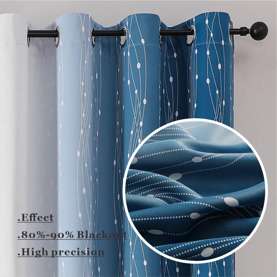 Gradient Color 80-90% Blackout Curtains Thermal Insulated High Precision Drapes for Living Room Bedroom Kids Room Window Decor