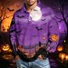 Men's Halloween Printed Long Sleeve Casual Shirt for Festive Occasions