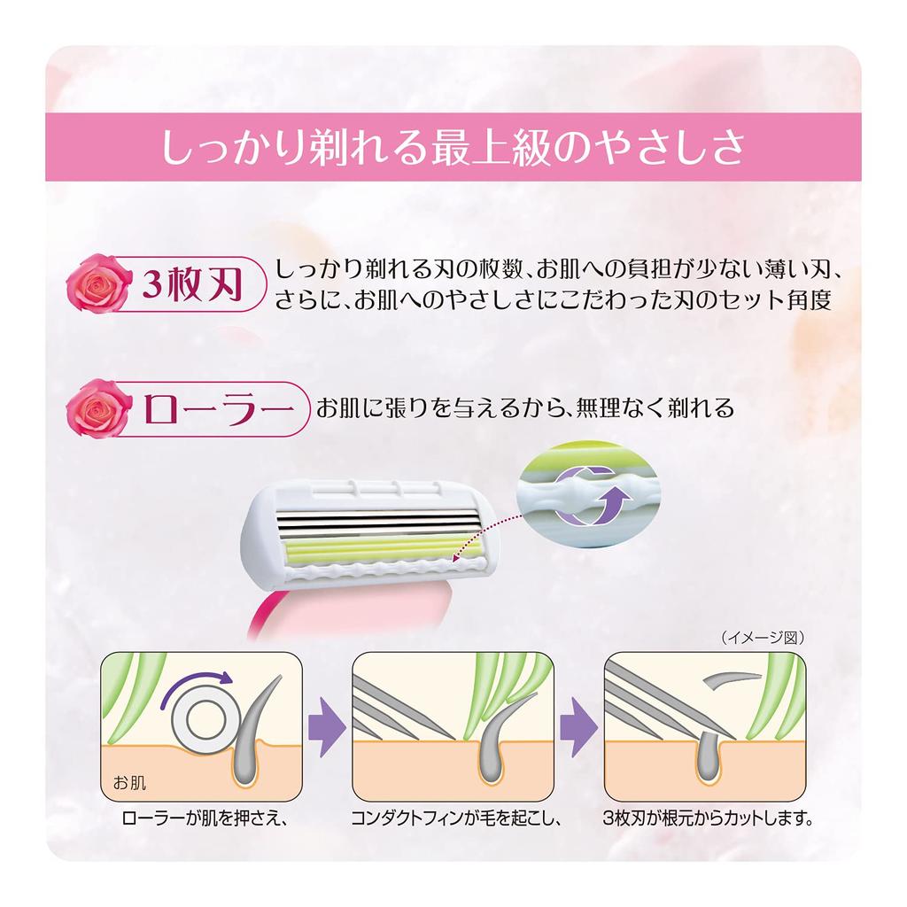 FEATHER Mermaid Replacement Blades Pink Set Made In Japan Razor Removes Unwanted Hair Gentle On Skin Replacement Blade Set 3-Piece 3-Blade Women's