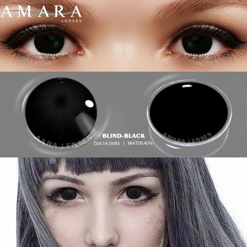AMARA Cosplay Farbkontaktlinsen für Augen, Anime-Augenlinse, 1 Paar, weiße schwarze Linsen, Kontaktlinsen, kosmetische Farblinsenaugen