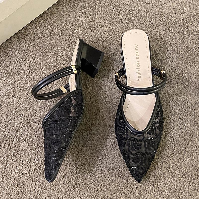 Baotou Sandals for Women Summer Thick Heels, 2025 New Middle Heels for Women, Fairy Style Sandals for Women