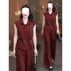 Fashionable Suit for Women in Summer, Stylish, Slimming, Flesh-covering Shirt, Wide-leg Pants, Elegant Two-piece Set