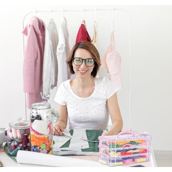 Clear Plastic Pencil Box, 2 x 3 Tier Stackable Table Pen Box, Home Storage Container with Handle, Storage B with Lids, Pencil Case Stationery