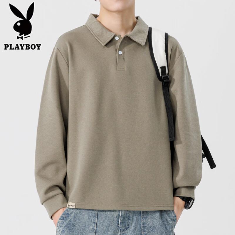 PLAYBOY Men's Casual Long Sleeve Polo Shirt