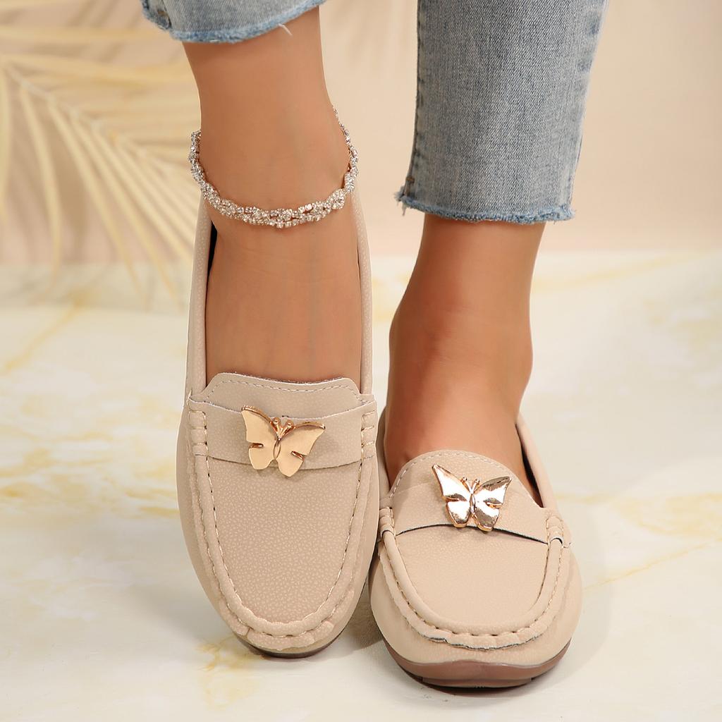 2025 Spring and Autumn Solid Women Flat Loafers New Fashionable Round Toe Low Heel Casual Large Size Women Flat Shoes for Women