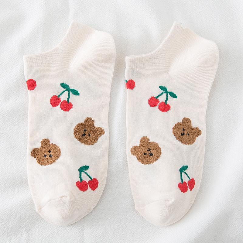 Women's Cartoon Fruit Cotton Low-Cut Socks - Trendy Thin Style for Spring/Summer