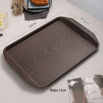 RuHan Imitation Wood Grain Rectangular Plastic Tea Tray