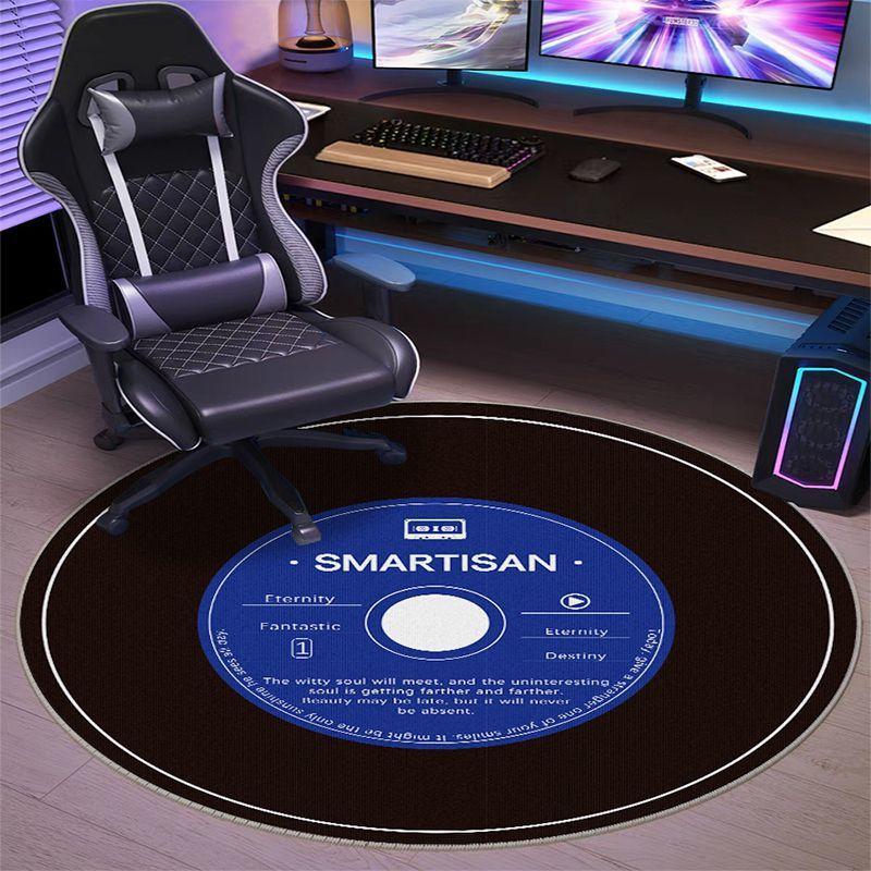 VIKAMA Schlingenteppich Gaming Stuhl Bodenmatte Rutschfest Schmutzabweisend Study Teppiche Rund Cooles Spielgriffmuster Schlafzimmerteppich Zuhause