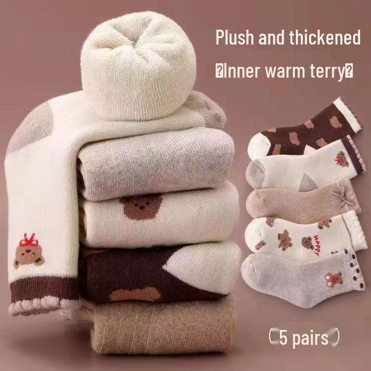 Children's Pink Princess Socks: Autumn & Winter Lace Rabbit Design