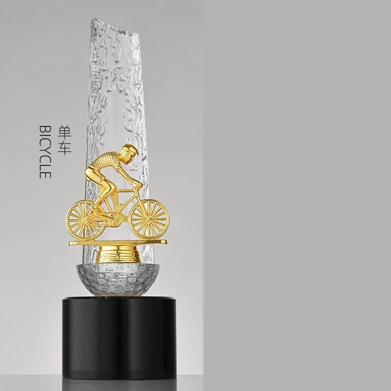 Customized Metal Figure Sculpture Crystal Trophy Basketball, Football, Running, Table Tennis, Martial Arts, Cycling, Golf Trophy