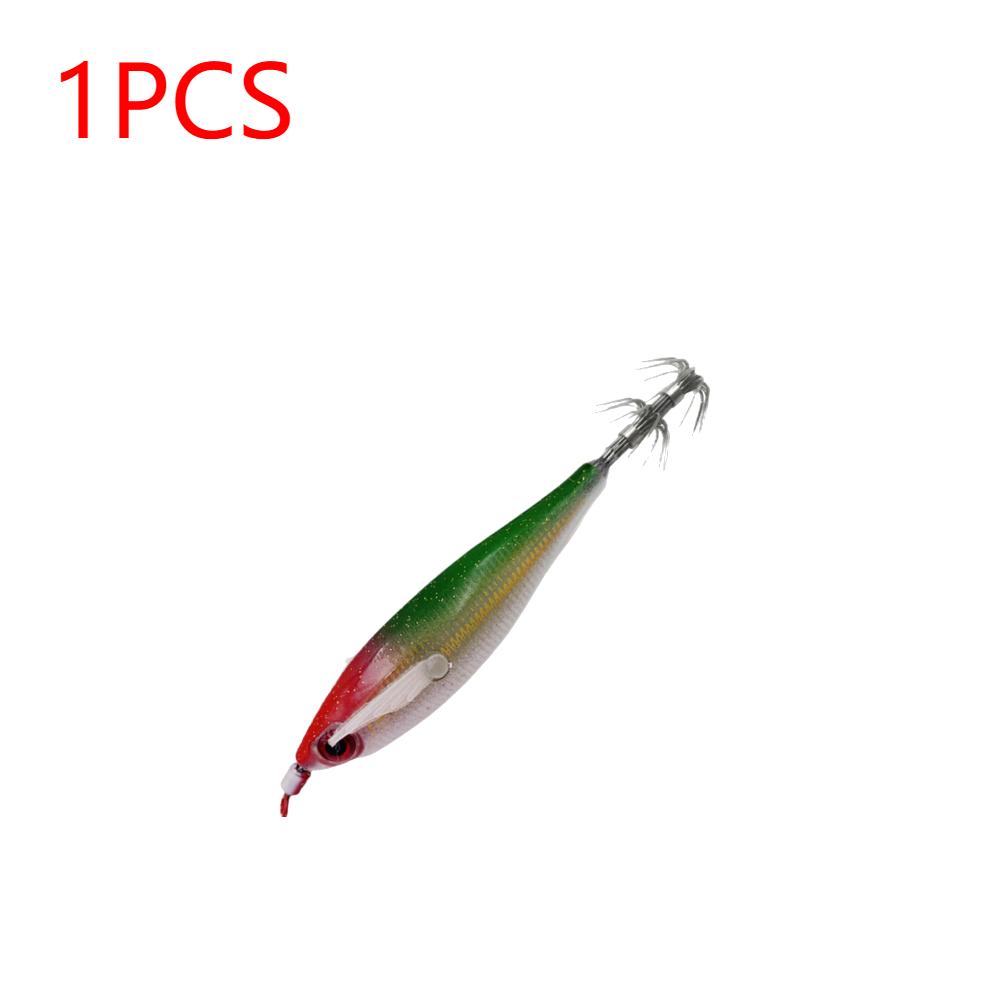 1-3PCS Glow Squid Jig Hook Saltwater Fishing Bait Artificial Egg Wood Shrimp Lures Sea Fishing Octopus Cuttlefish Squid Lure