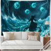 Mystical Sorceress Storm Tapestry Blue Ocean Wave Wall Decor Fantasy Gothic Witchcraft Art Hanging Home Decoration Tapestry