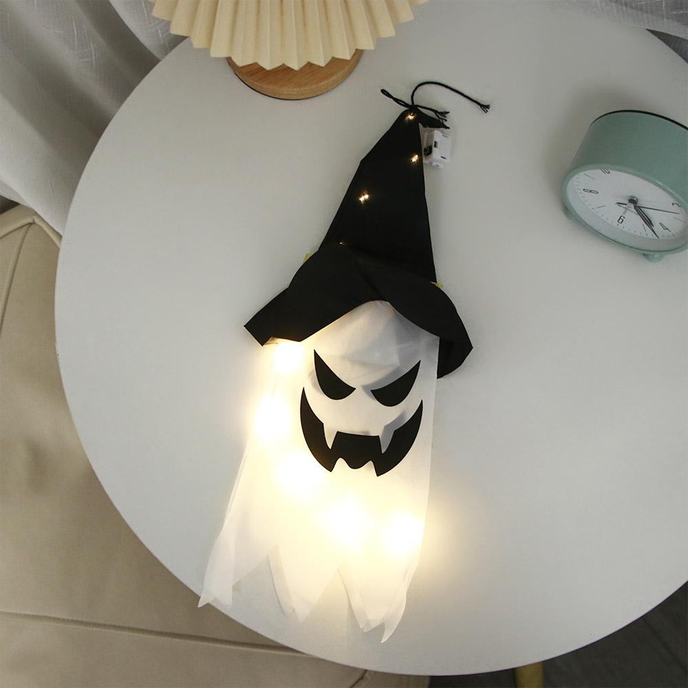 Tree Flashing LED Indoor Outdoor Hanging Light Witch Hat Halloween Decoration Glowing Ghost