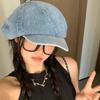 British Style Denim Octagonal Hat Head Circumference Newsboy Cap Casual Cloud Hat  Girl