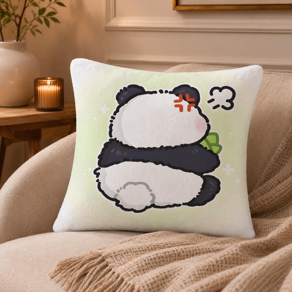 panda Cushion Cover Anti-dustmite Pillowcase Invisible zipper silky short plush Sofa cushion cover