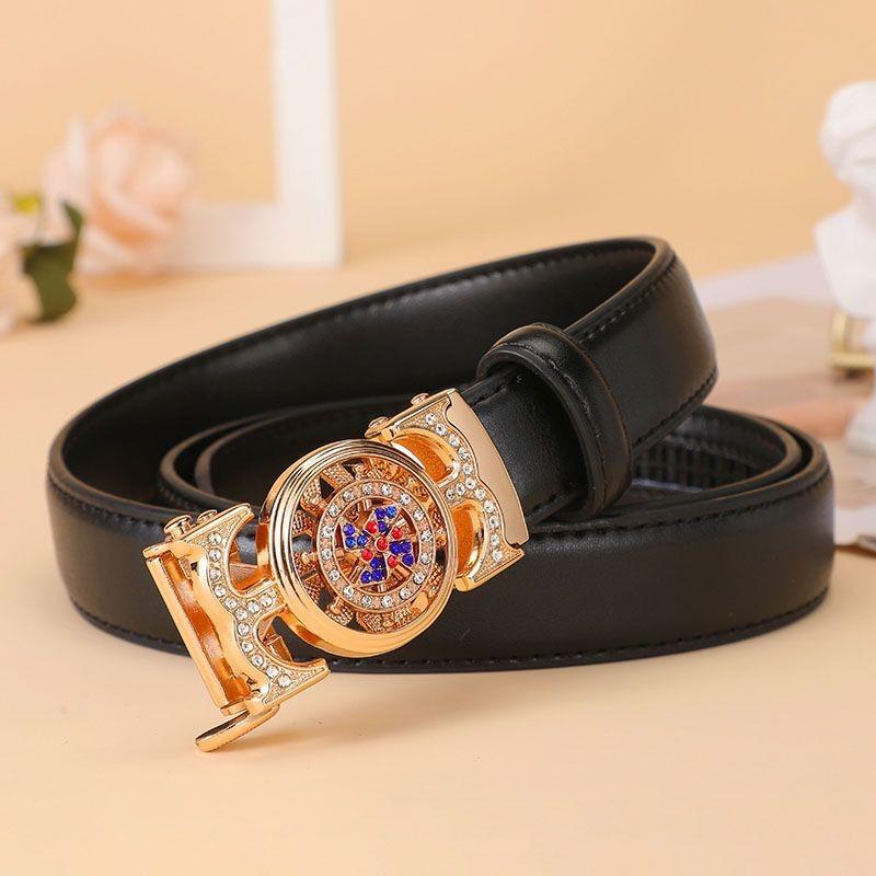 Fashion Stylish Womens Versatile Automatic Buckle Decorative Denim Belt For 2024
