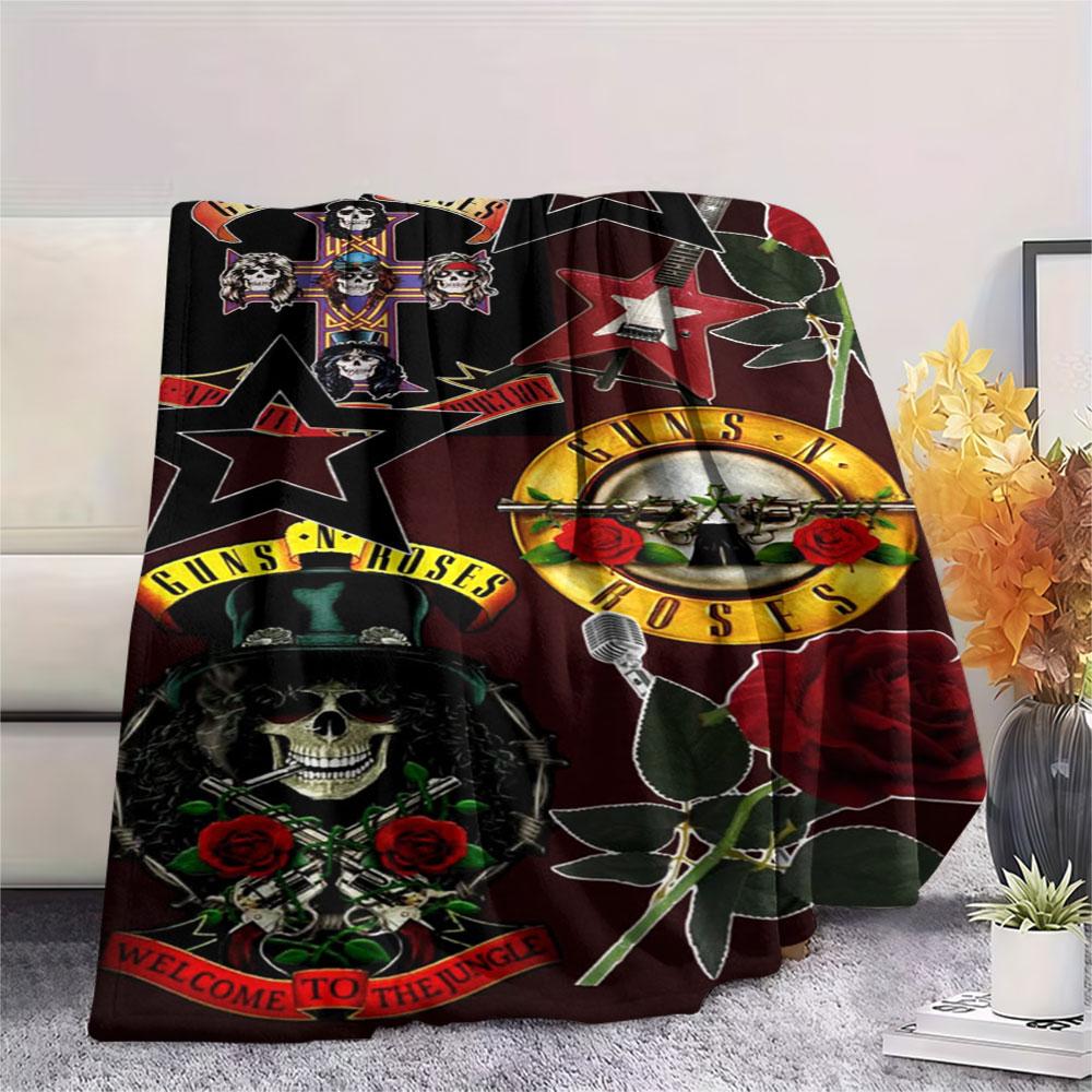 Guns N' Roses Rock band printing Flannel Blanket Bedroom Sofa Camping Warm blanket Gifts for family and friends-MJ002