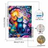 Diamond Painting Set DIY 5D Full Diamond Colorful Cats with Flowers Arts Crafts for Home Wall Decoration