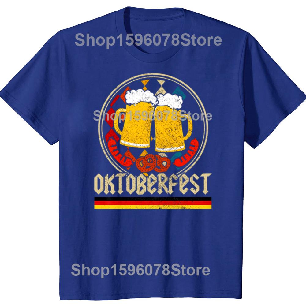 Oktoberfest Vintage Retro German Flag Munich Bavarian O-Neck Cotton T Shirt Men Women Casual Short Sleeve Tee Shirt