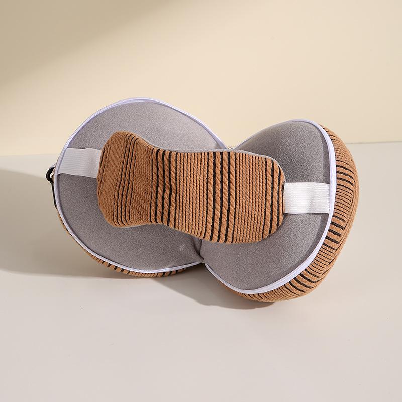 Dual Function U-Shaped Neck Pillow & Eye Mask for Travel and Naps - Dark Plaid Design