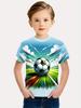 Children's T-Shirt Boy Casual Girls Short Sleeve T-Shirt Summer Cartoon Soccer Sports T-Shirts for Boys Round Neck Children Top