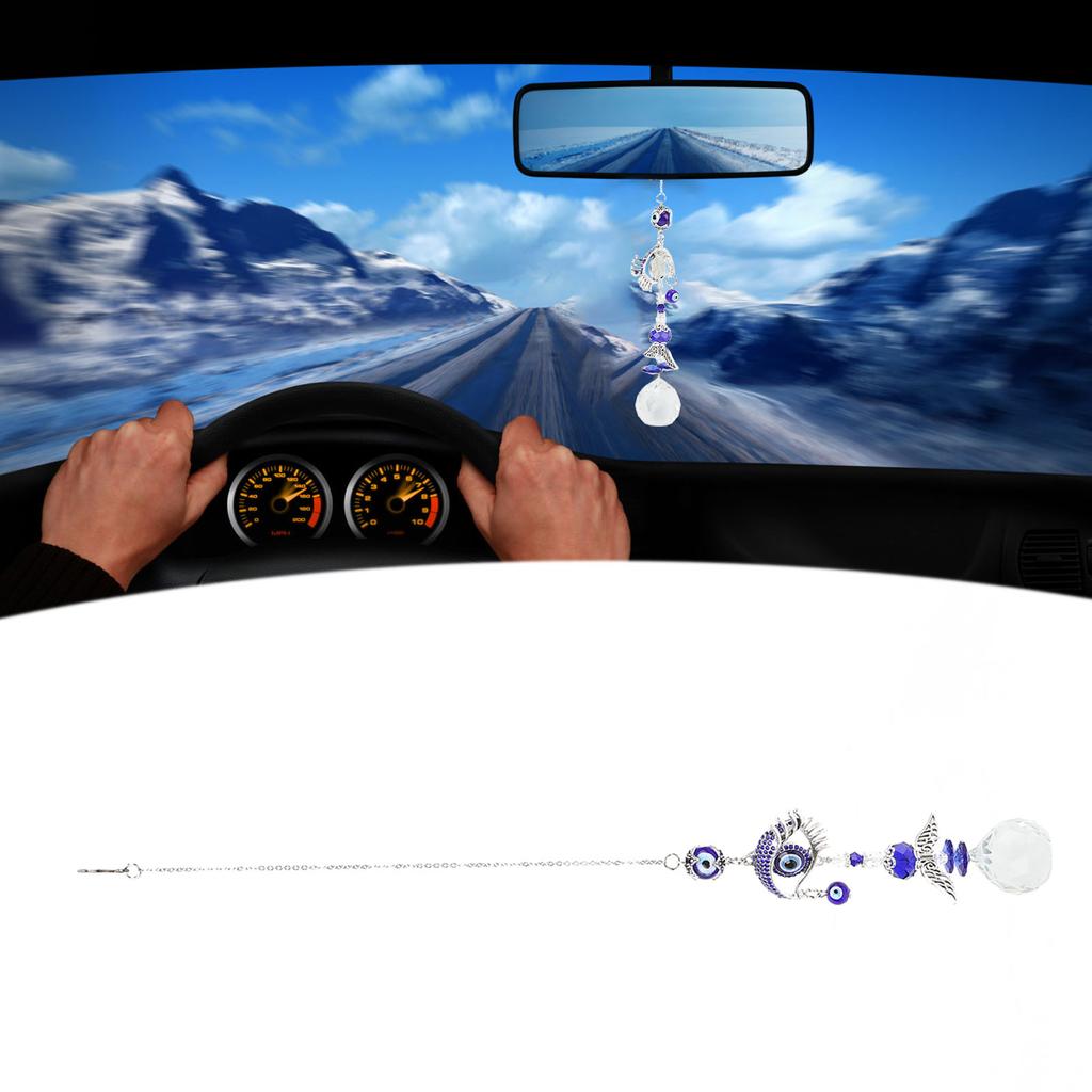 Evil Eye Wall Decor Metal Crystal Hanging Evil Eye Pendant Decoration for Bedposts Mirrors Window