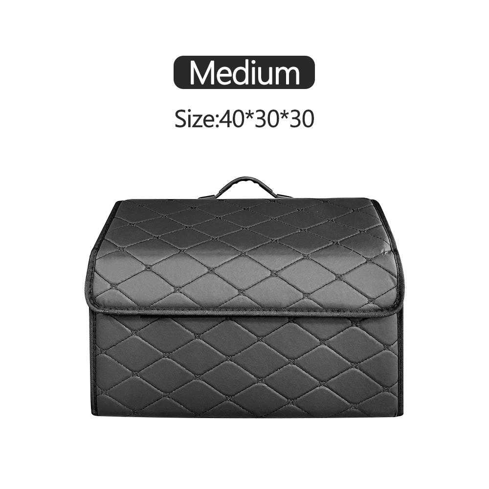 Car PU Leather Trunk Storage Box Portable Foldable Storage Car Multiuse Storage Car Trunk Bag Auto Storag Box M