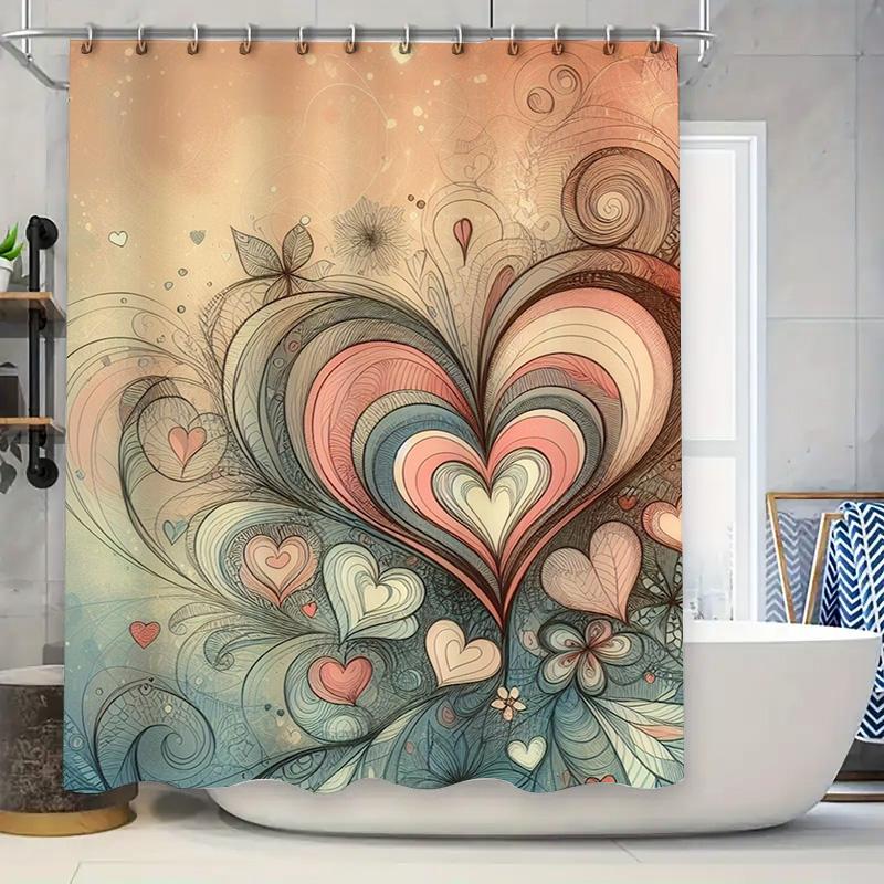 Whimsical Heart Art Shower Curtain For Bathroom Decoration