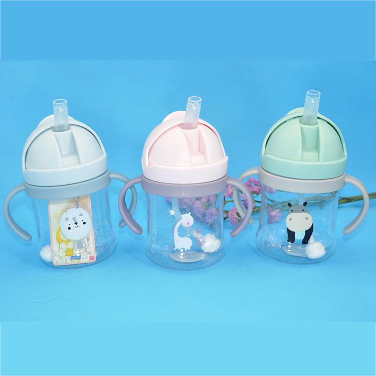 Children's 250ml Straw Sippy Cup with Handle - PC Plastic