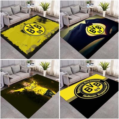 Borussia Dortmund BVB 09 Logo Print Area Rug, Soft Non Slip Floor Mat for Living Room Football Fan Home Decor