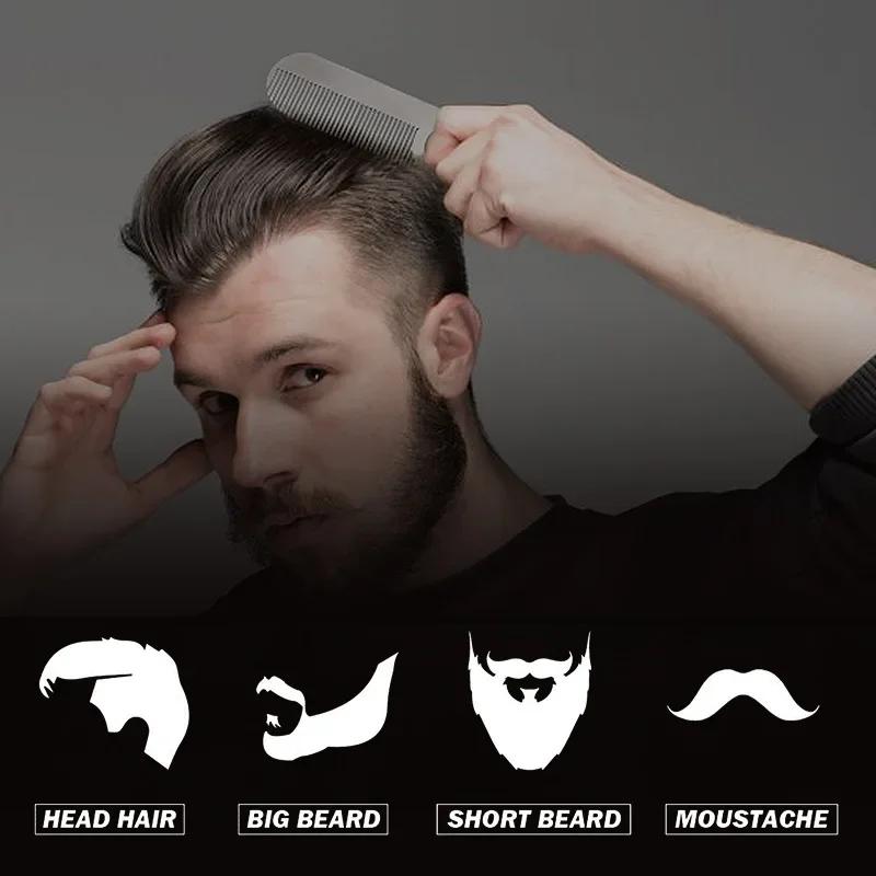 Bartkamm für Herren aus Edelstahl, tragbarer Mini-Ölkopfkamm für die Bartpflege beim Friseur, Formwerkzeuge, Haarkamm im Taschenformat