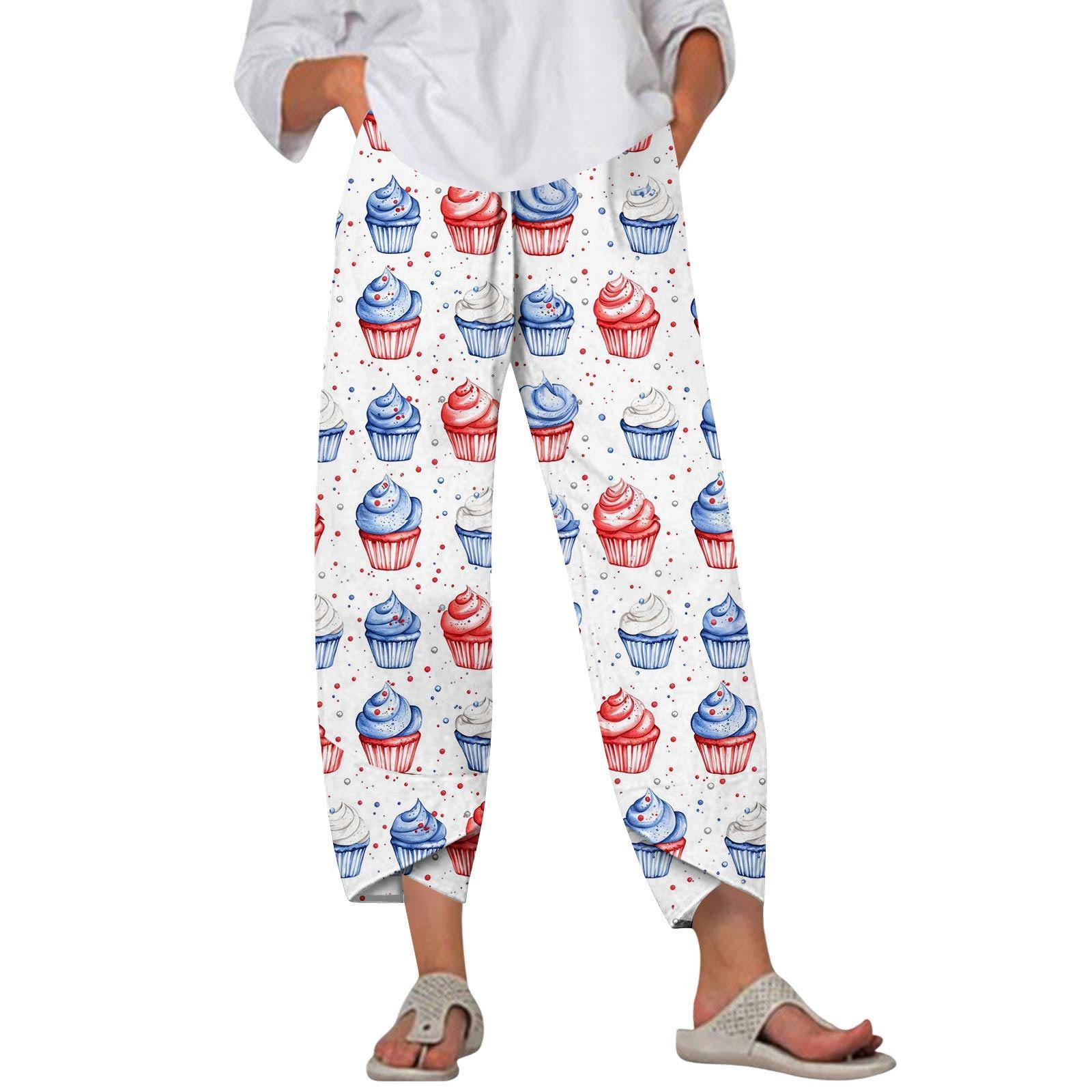 

Брюки женские летние повседневные широкие брюки с эластичной резинкой на талии и принтом с карманами XXL