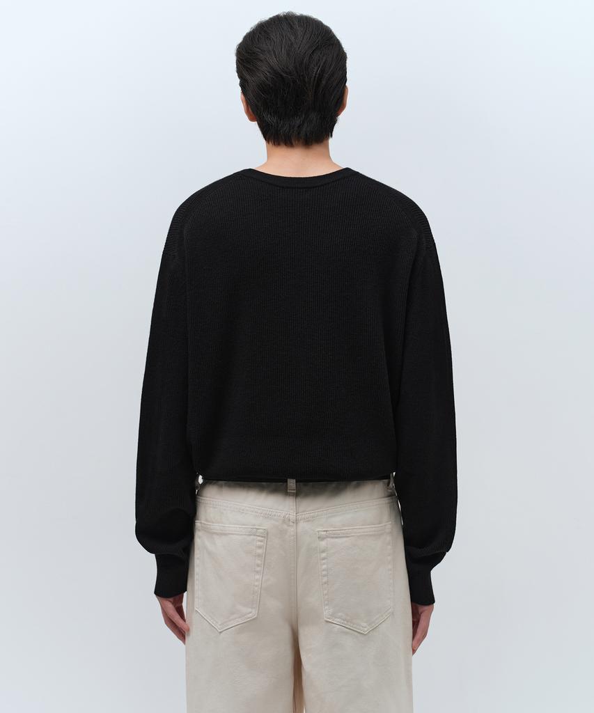 Musinsa Standard [Victoria Wool] Maglione Girocollo a Coste Minime [Nero]