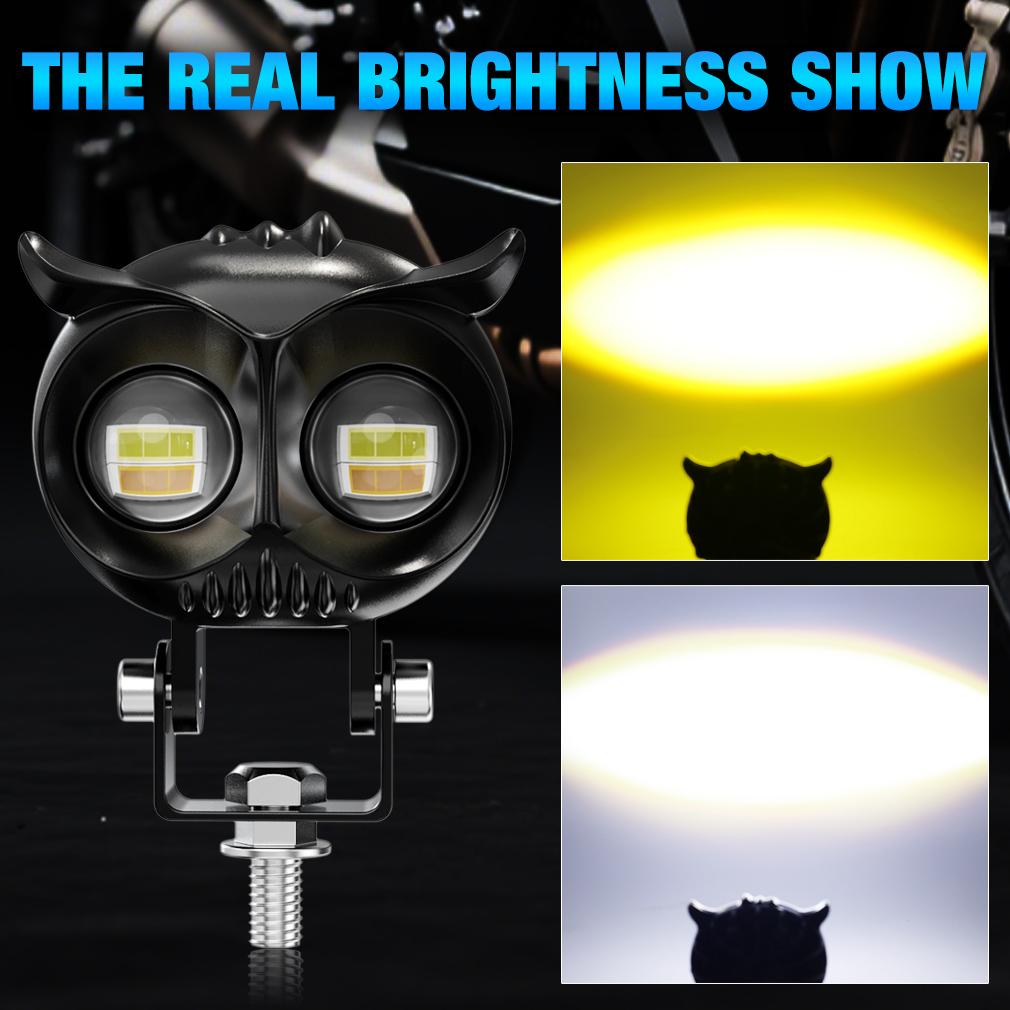 1 db/2 db Univerzális Bagoly Mini LED Motorkerékpár Fényszóró Sárga Fehér Hi/Lo Spot Lámpa Vezetés Ködlámpa Kiegészítő Fényszóró Moto Robogó Lámpához