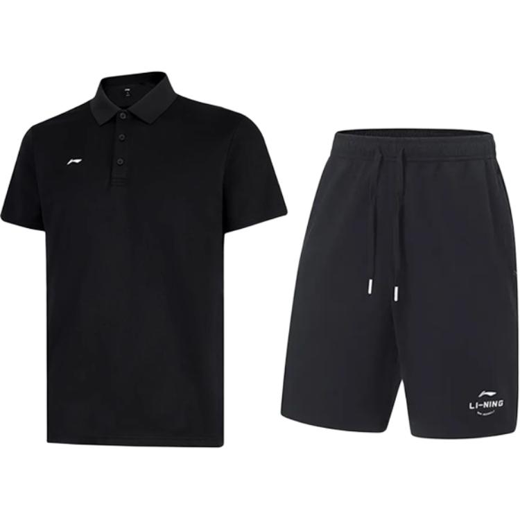 

Li-Ning Простая однотонная модная дышащая удобная футболка-поло с коротким рукавом, повседневный спортивный костюм, футболка-поло унисекс APLV495-4+AKST543-3 XXL