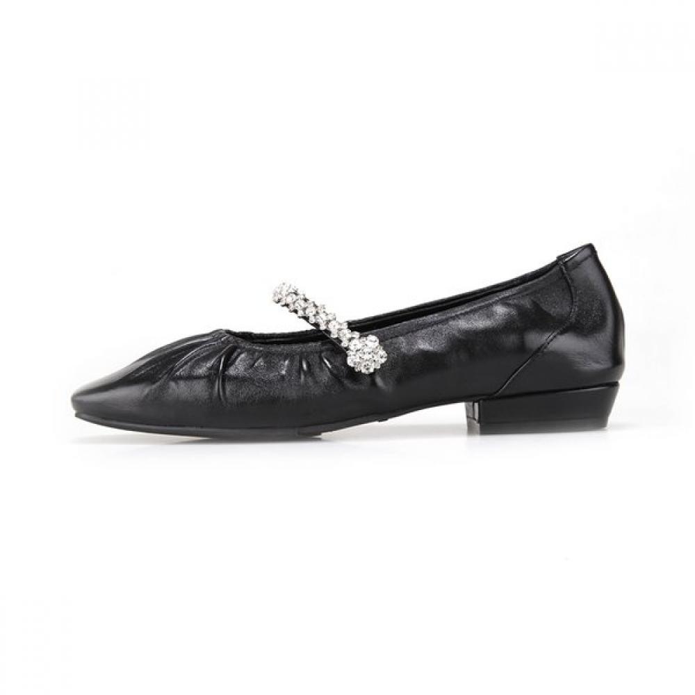 Barbara Leather Shirring Jewel Mary Jane Women S pumpS 2cm Bbj119bk