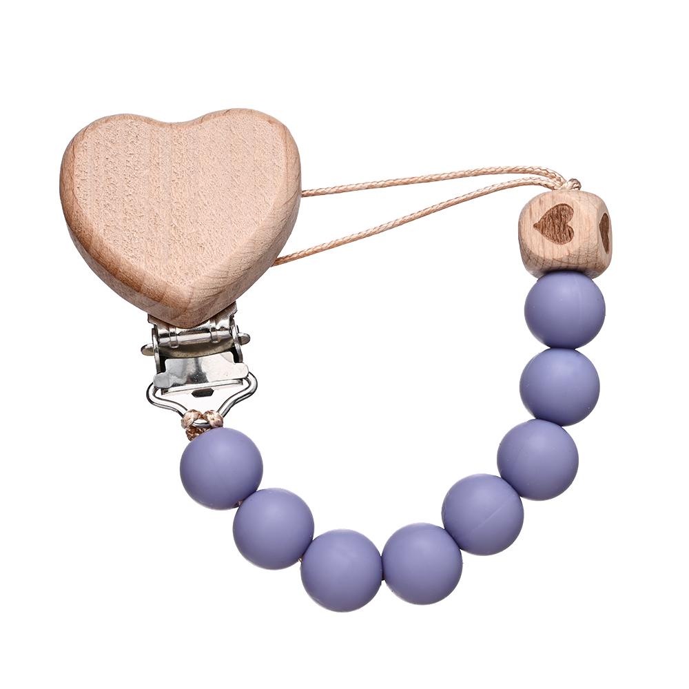 Pendant for Newborn Toys Gift New Beech Wooden Heart Beads Baby Pacifier Chain Clip Silicone Beads Dummy Nipple Holder Teether